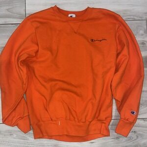 VTG 90s Champion Sweatshirt Men Medium M Pullover Orange Crewneck